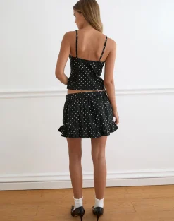 Yasumi Mini Skirt in Basic Polka Black