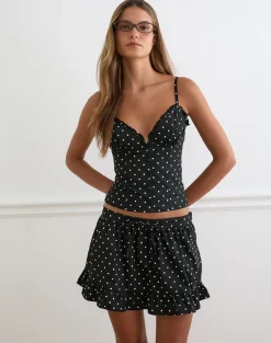 Yasumi Mini Skirt in Basic Polka Black