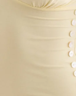 Yatna Top in Rayon Lemon with Pearl Button Trim
