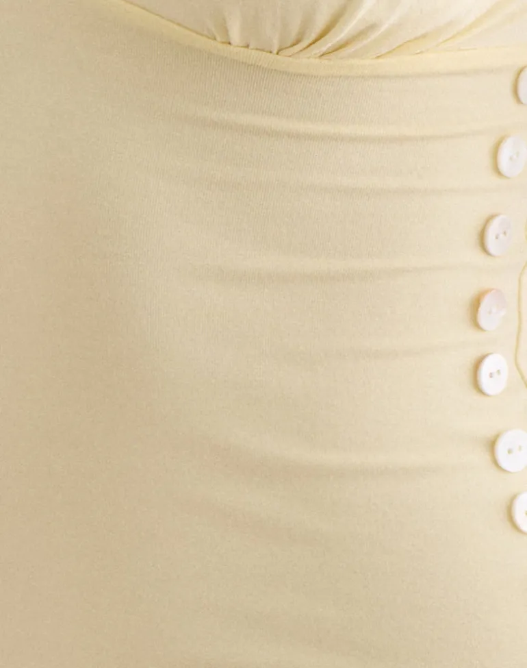 Yatna Top in Rayon Lemon with Pearl Button Trim