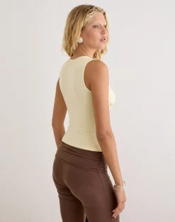 Yatna Top in Rayon Lemon with Pearl Button Trim