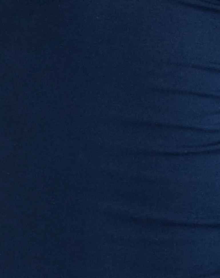 Yatna Top in Rayon Navy with Pearl Button Trim