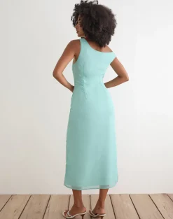 Yelsa Maxi Dress in Chiffon Floral Sequin Turquoise