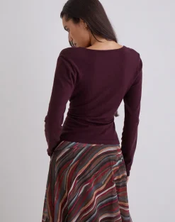 Yenari Long Sleeve Twist Top in Knit Plum