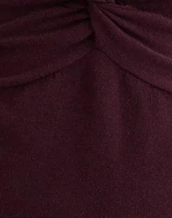 Yenari Long Sleeve Twist Top in Knit Plum