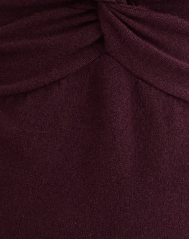 Yenari Long Sleeve Twist Top in Knit Plum