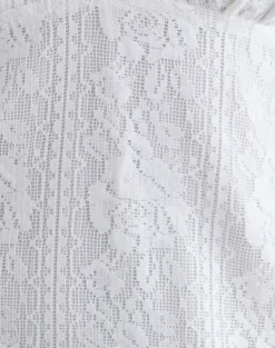 Yenna Plunge Mini Dress in Floral Lace White