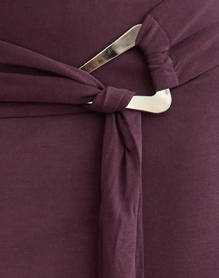 Yeri Tie Belt Mini Skirt in Cupro Deep Purple