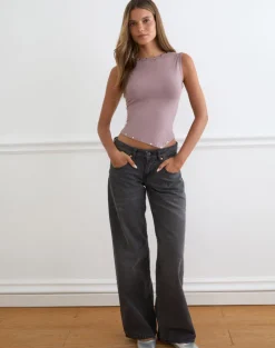 Yetta Double Studded Vest Top in Dusty Mauve