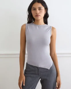 Yetta Double Studded Vest Top in Lilac Grey