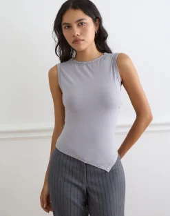Yetta Double Studded Vest Top in Lilac Grey