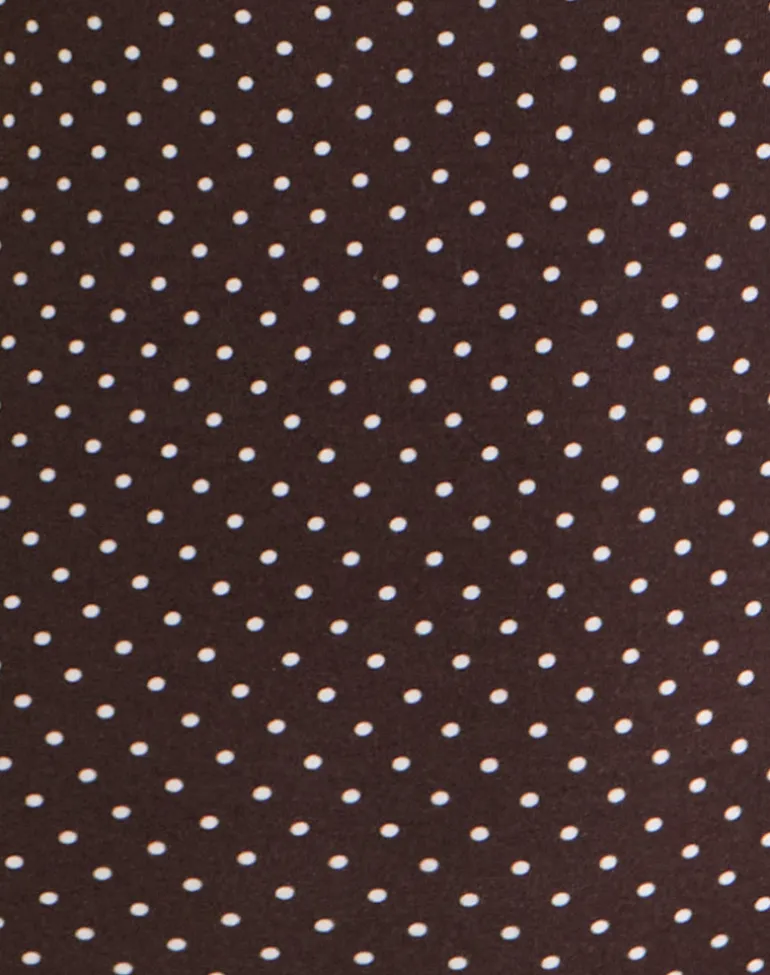 Yoi Top in Brown with Micro Polka Print