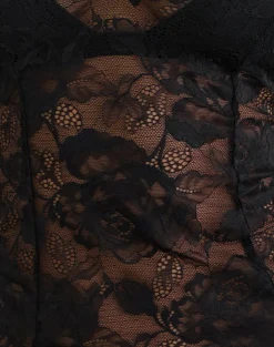 Yoren Top in Black with Picot Lace Trim