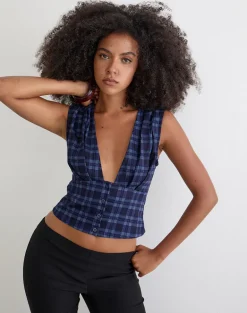 Yoshino Plunge Top in Blue Midnight Check