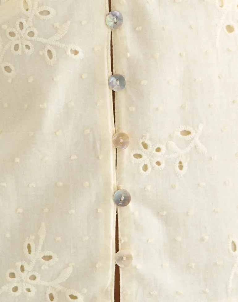 Yoshino Plunge Top in Broderie Lemon