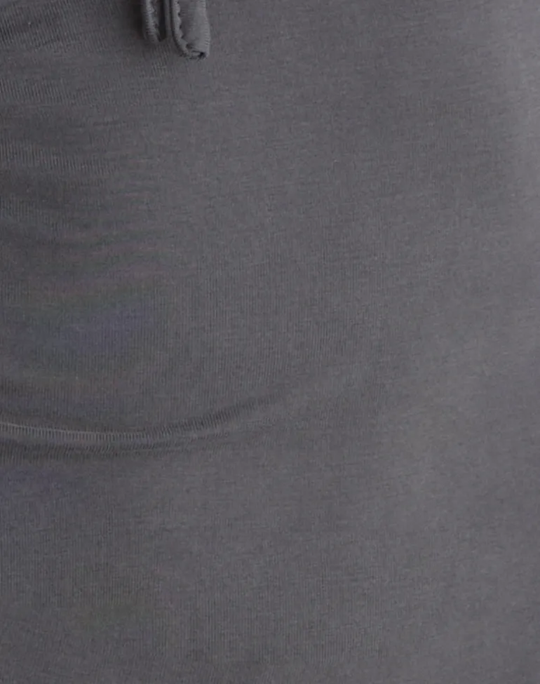 Yubin Keyhole Long Sleeve Top in Cupro Charcoal Grey