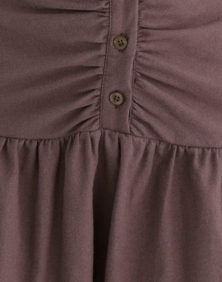 Yuha Buttoned Mini Dress in Deep Taupe