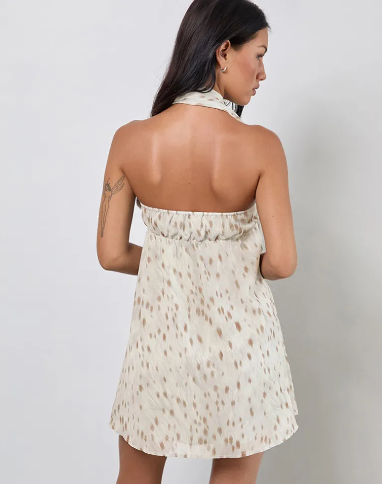 Yukio Bandeau Mini Dress in Ivory Bambi Print