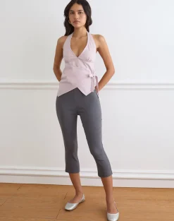 Yung Halterneck Top in Cotton Twill Soft Pink