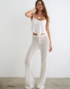 Zahli Trouser in Knit White