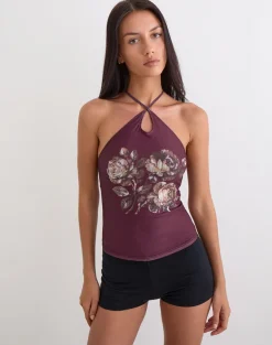 Zalika Top in Crystal Rose Burgundy