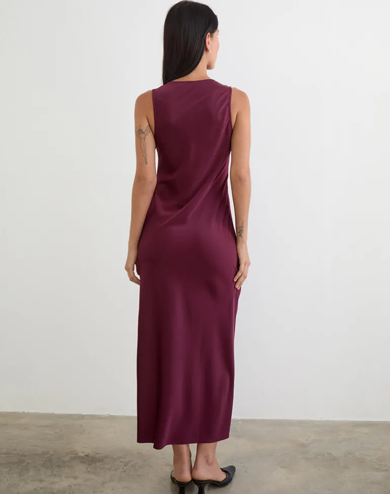 Zarita Satin Maxi Dress in Zinfandel