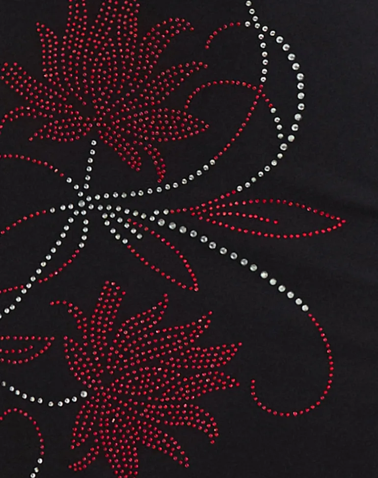 Zavine Midi Dress in Cupro Diamante Flower Black