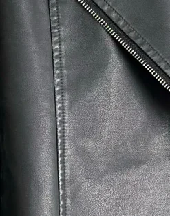 Zebbie Distressed PU Biker Jacket in Black