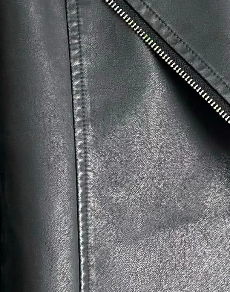 Zebbie Distressed PU Biker Jacket in Black