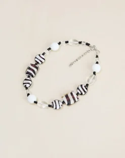 Zebra Glass Beaded Necklace