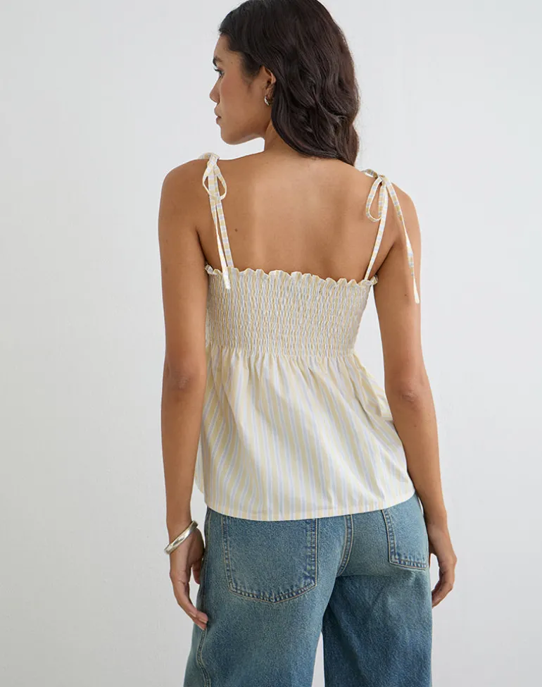Zerah Top in Candy Stripe Yellow