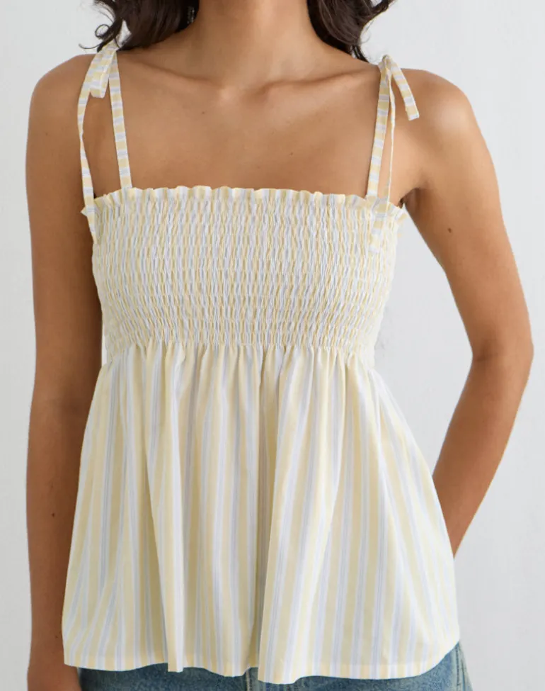 Zerah Top in Candy Stripe Yellow