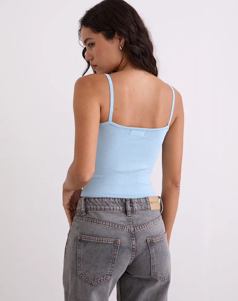 Ziva Knit Cami Vest Top in Blue