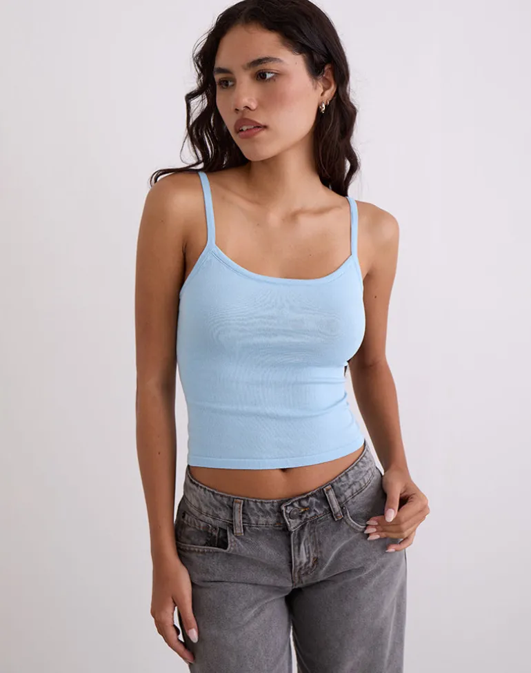 Ziva Knit Cami Vest Top in Blue