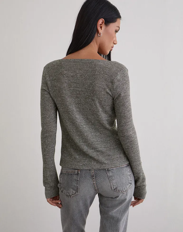 Zoril Twist Top in Glitter Knit Khaki