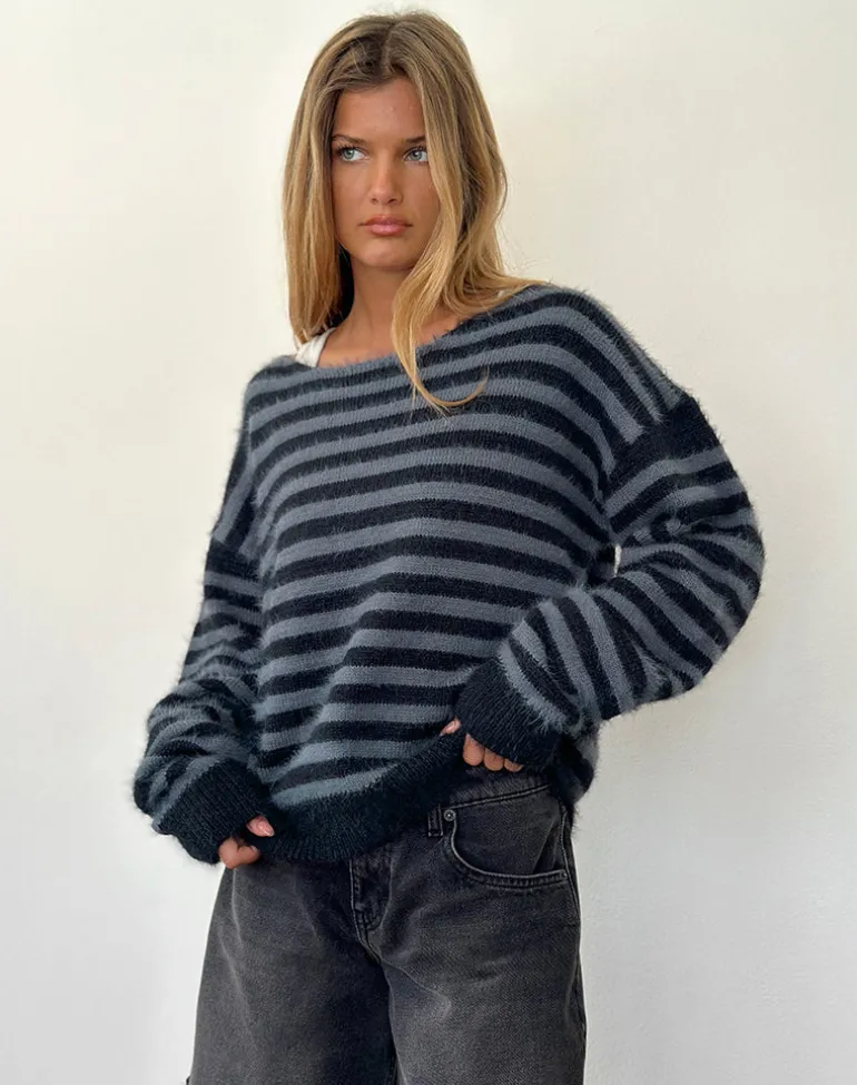 Zuleika Jumper in Charcoal Stripe